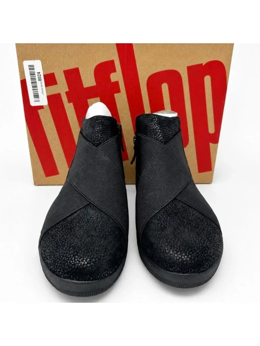 FitFlop Superflex Supportive Black Pebbled Leather Ankle Boots Womens 7 EU 38